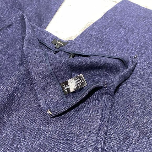 Theory Terena B Wide-Leg Linen Pants in Blue Size 2 - Picture 7 of 9